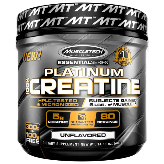 MUSCLETECH ESSENTIAL SERIES PLATINUM 100% CREATINE UNFLAVOURED 400G